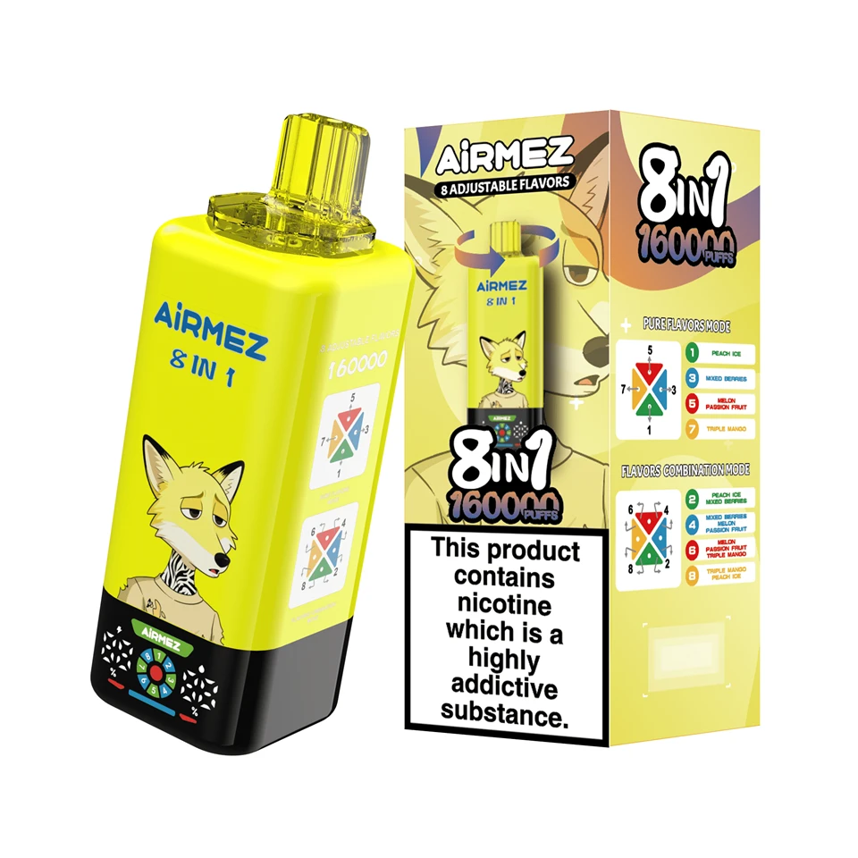 Airmez FOX 8 IN 1 160000 Puffs Vapsolo 80k Elfbar Ice King D3 Pro 4in1 Flavors Vozol Star 40k Alfakher Shisha Disposable Vape high quality