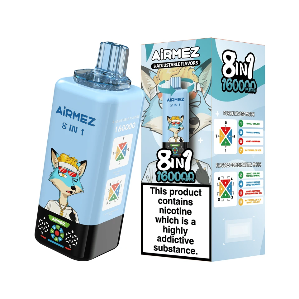 Airmez FOX 8 IN 1 160000 Puffs Vapsolo 80k Elfbar Ice King D3 Pro 4in1 Flavors Vozol Star 40k Alfakher Shisha Disposable Vape
